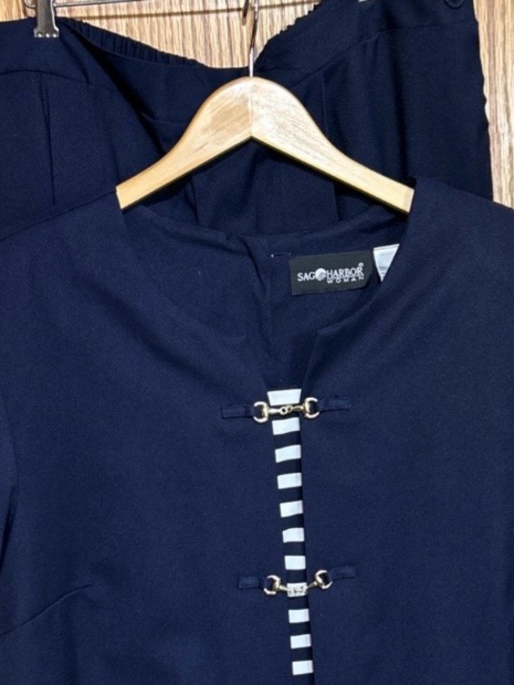 Sag Harbor 2 Piece Pant/Set Jacket Pants Women’s Size 22W Suit‎ Navy Blue New